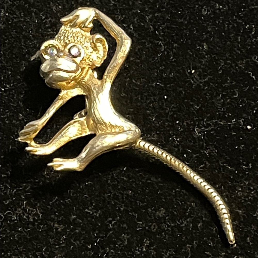 Gold Monkey Brooch - image 4